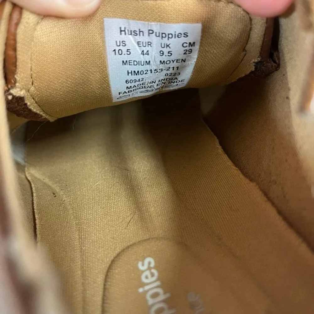 Hush Puppies Bounce Mens Brown Leather Plain Toe Oxford Dress Shoes 10.5